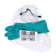(1) Pair safety goggles, (1) Pair nitrile gloves, (1) Disposable apron, (1) Pair Tyvek shoe covers.