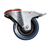 Castor, 100mm, ZP swivel braked, TPR wheel, Total brake (DM series)