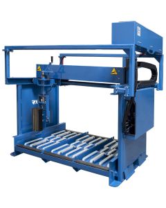 The BHS Dual Transfer Carriage converts an existing pallet jack into an portable forklift battery changer with three battery compartments.