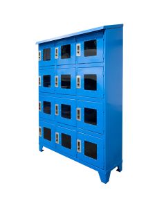 Each compartment locks individually, while 8” x 8” plexi-glass windows offer full visibility to all