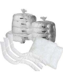 Oil Selective Polypropylene Socks, Pillows & Booms float on water while selectively absorbing petroleum-based liquids.
