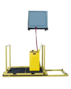 The Traveling Battery Stand is track-mounted with the ability to hold both a charged battery & discharged battery during change-out.