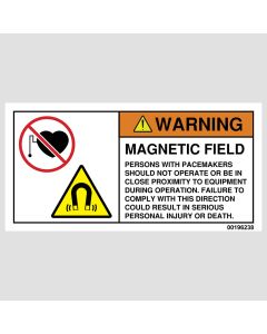 Magnetic Field Warning Label 4" x 2"