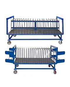 Mobile Sheet Material Racks provide storage for plywood, drywall, stone, and sheet metal.