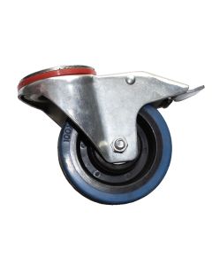 Castor, 100mm, ZP swivel braked, TPR wheel, Total brake (DM series)