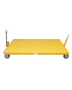 The front casters swivel while the other two remain fixed, for dependable turns.