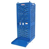 This heavy-duty formed and welded cabinet securely stores industrial gas cylinders