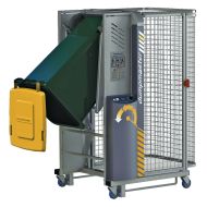 The Dockmaster bin dumper was designed to safely tip bins and drums from a raised loading dock in seconds