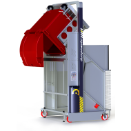 The MegaDumper is a heavy-duty industrial bin dumper for emptying large bins up to 1,323 pounds