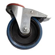 Castor, 125mm, ZP swivel braked, Resilex wheel, Total brake (EZ/MT series)