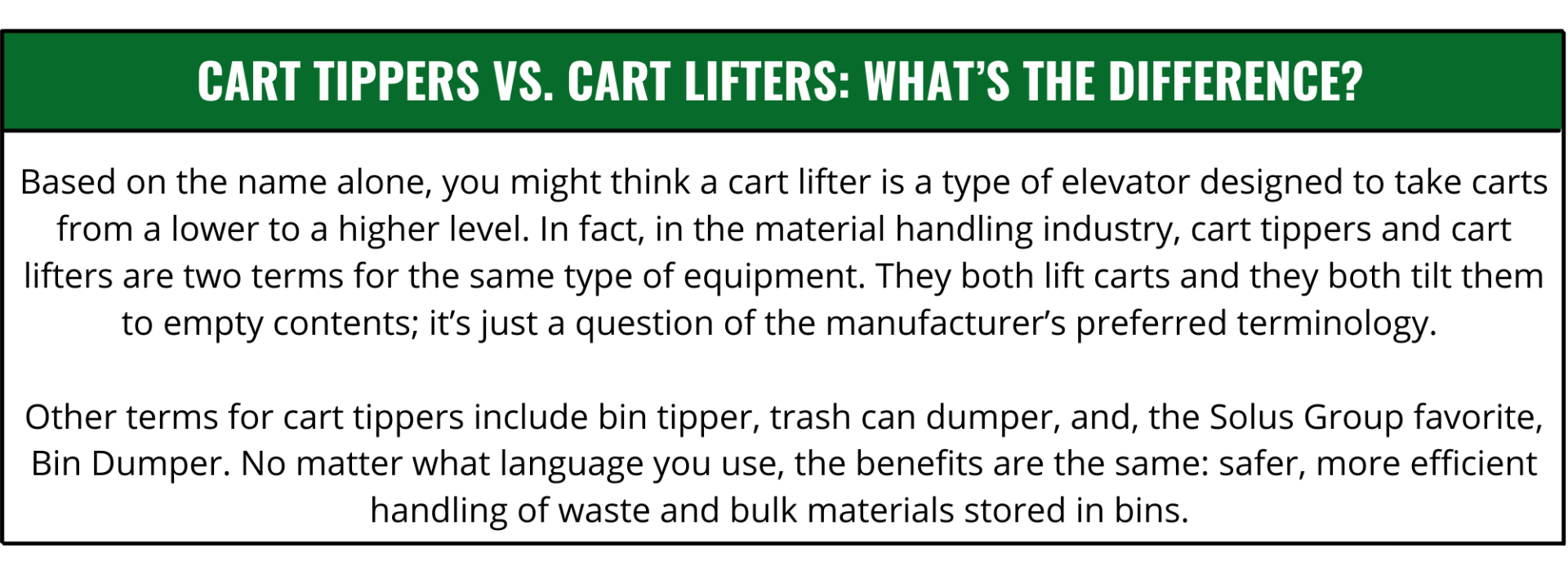 Cart Tippers Vs. Cart Lifters: What’s the Difference?
