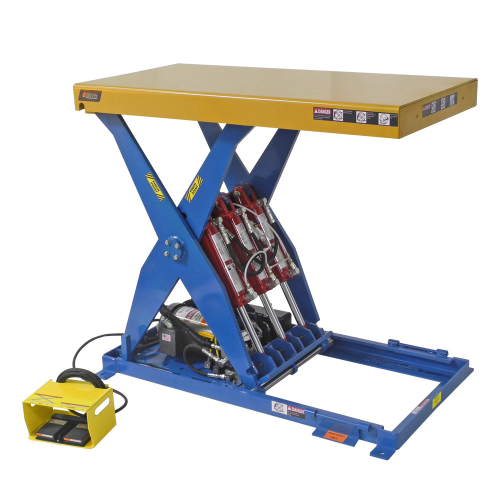 Mobile Lift Tables are equipped with push bars and casters for easy transport and maneuverability anywhere in a facility.